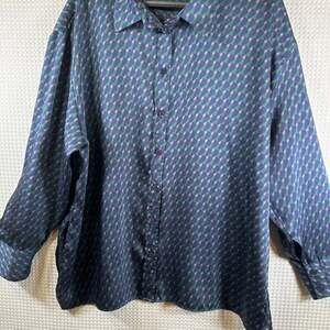Zara Geometric Print Satin-Effect Button Down Shirt